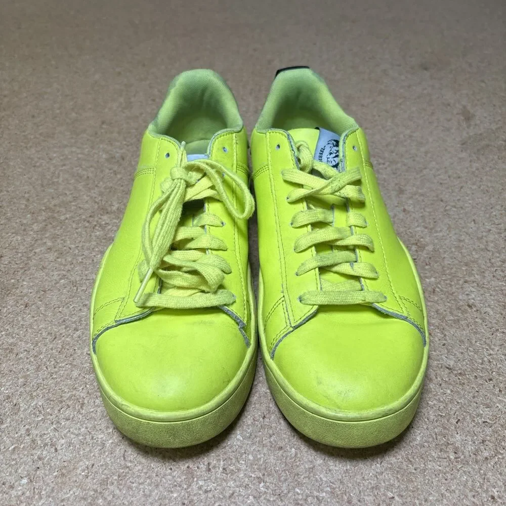 Diesel S-Clever Low Sneakers Men 10 US 43 EU Neon Yellow Belly Leather